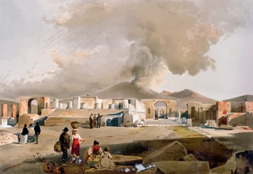 Der Tempel des Jupiter und das Forum in Pompeji, ca. 1860